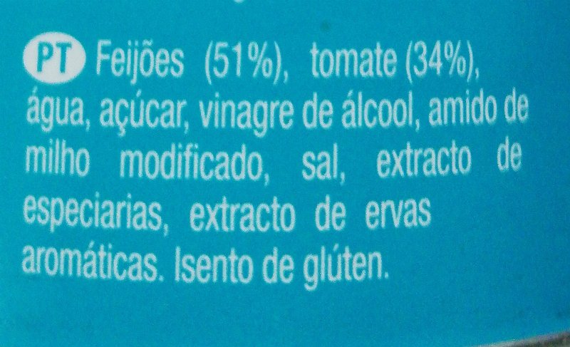 Foto da lista de ingredientes