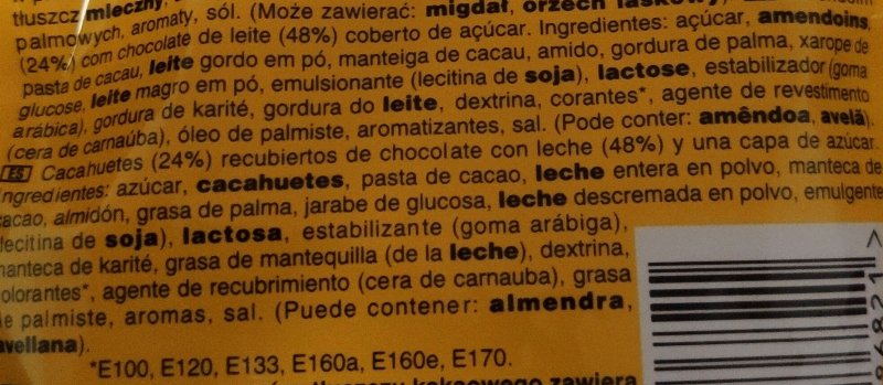 Foto da lista de ingredientes