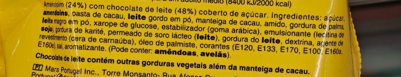 Foto da lista de ingredientes