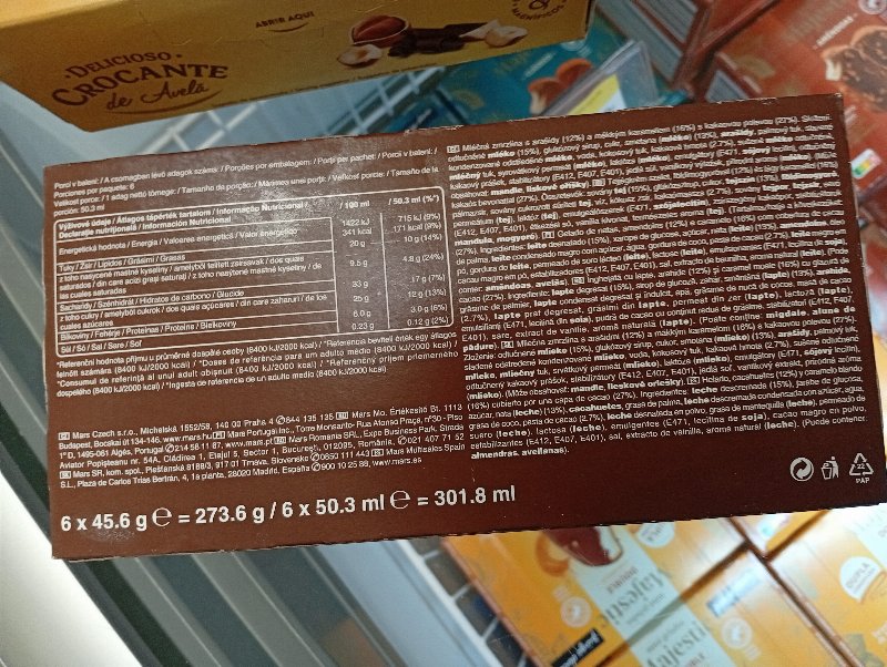 Foto da lista de ingredientes