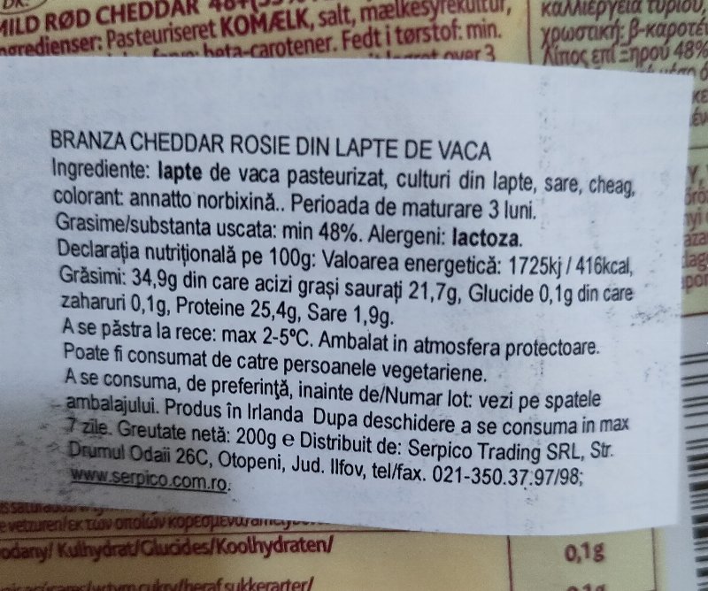 Foto da lista de ingredientes