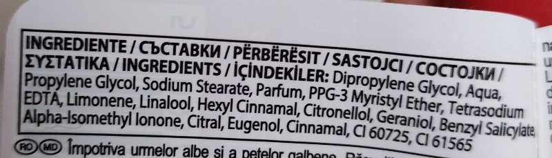 Foto da lista de ingredientes