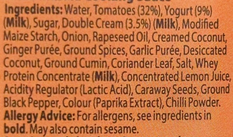 Foto da lista de ingredientes
