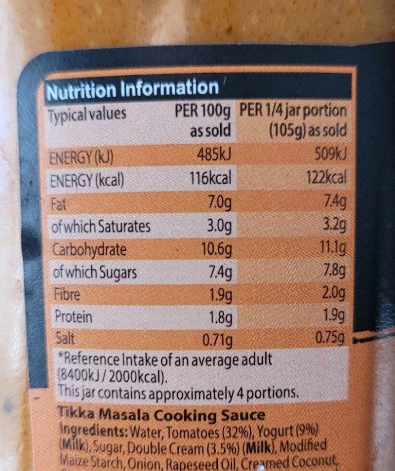 Foto da tabela nutricional