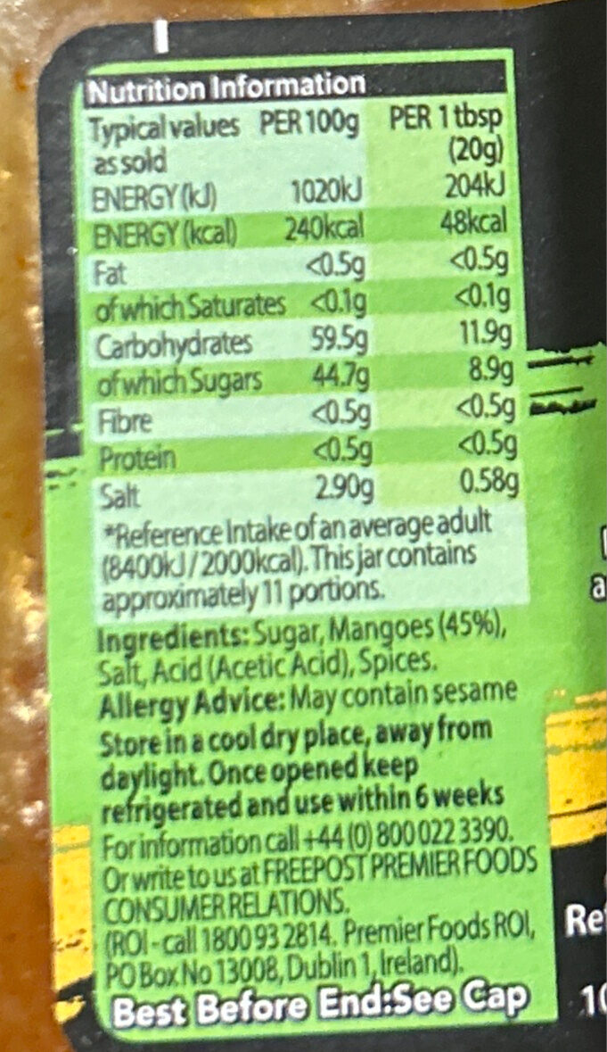 Foto da tabela nutricional