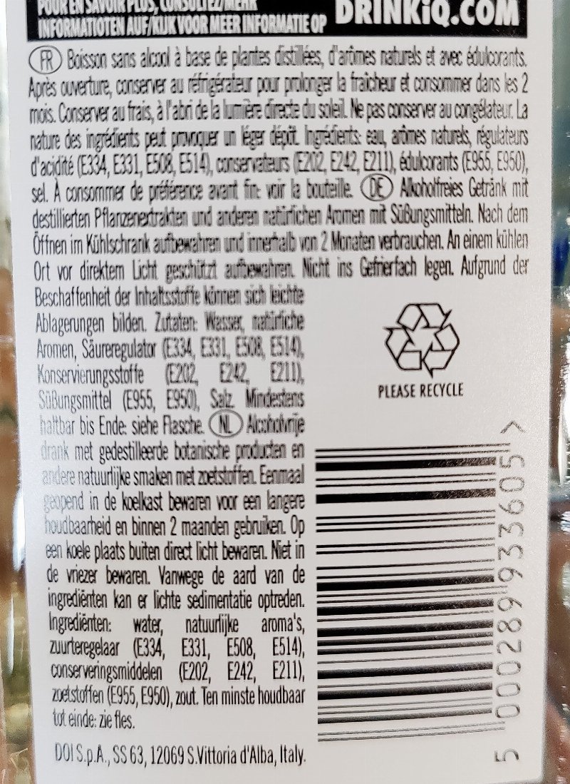 Foto da lista de ingredientes