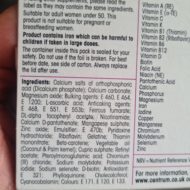 Foto da lista de ingredientes