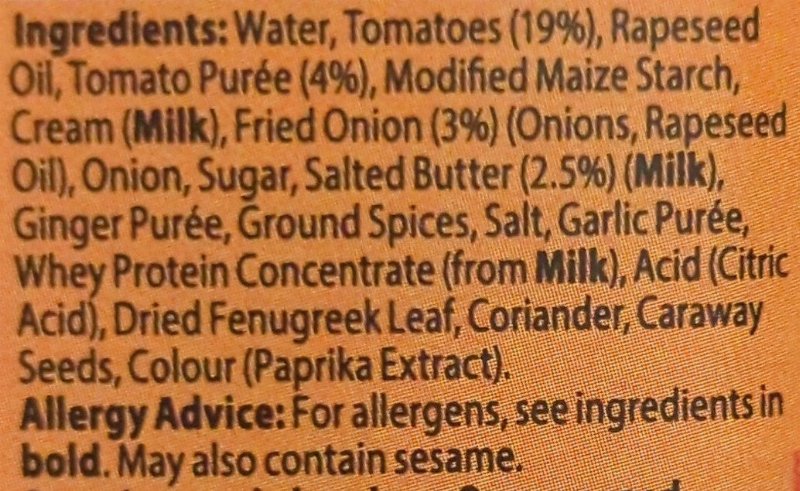 Foto da lista de ingredientes