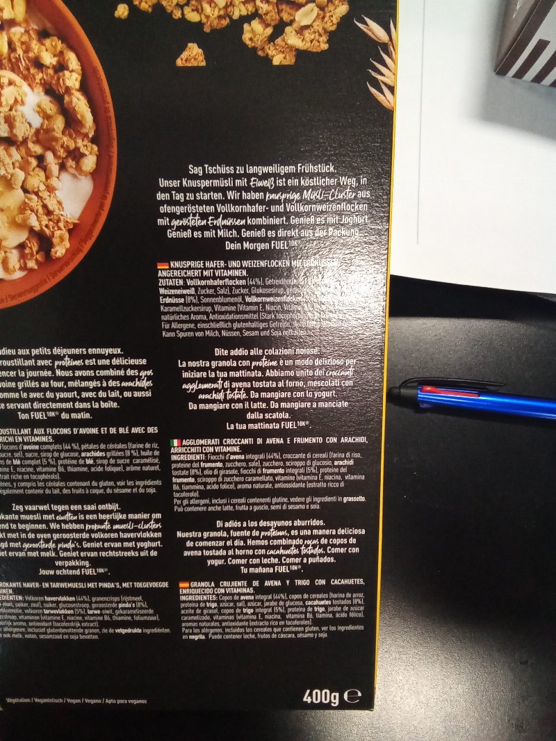 Foto da lista de ingredientes