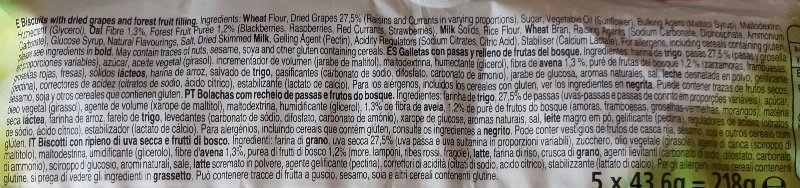 Foto da lista de ingredientes