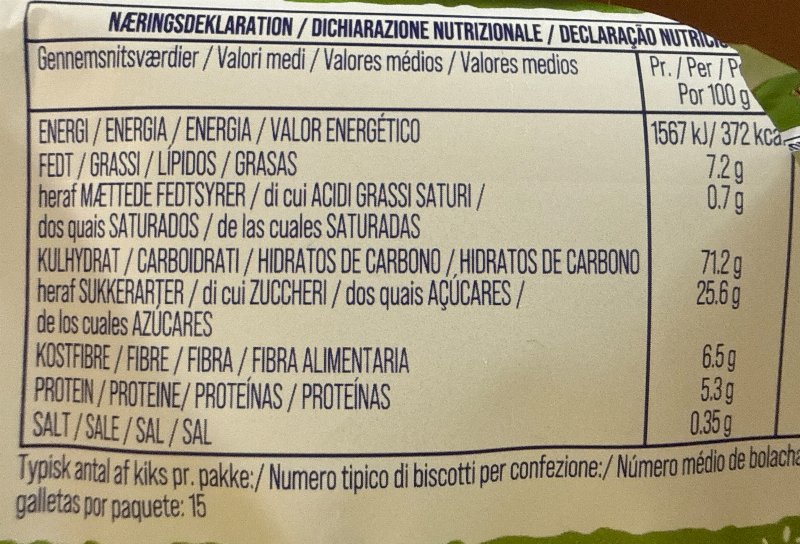 Foto da tabela nutricional