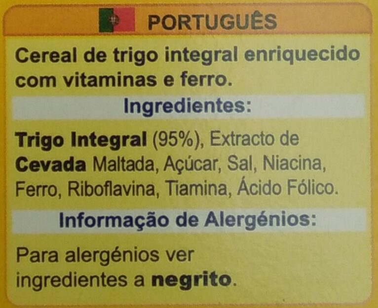 Foto da lista de ingredientes