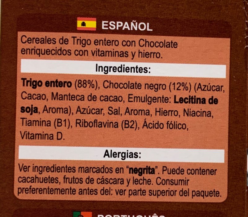 Foto da lista de ingredientes