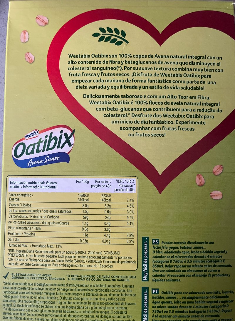 Foto da lista de ingredientes