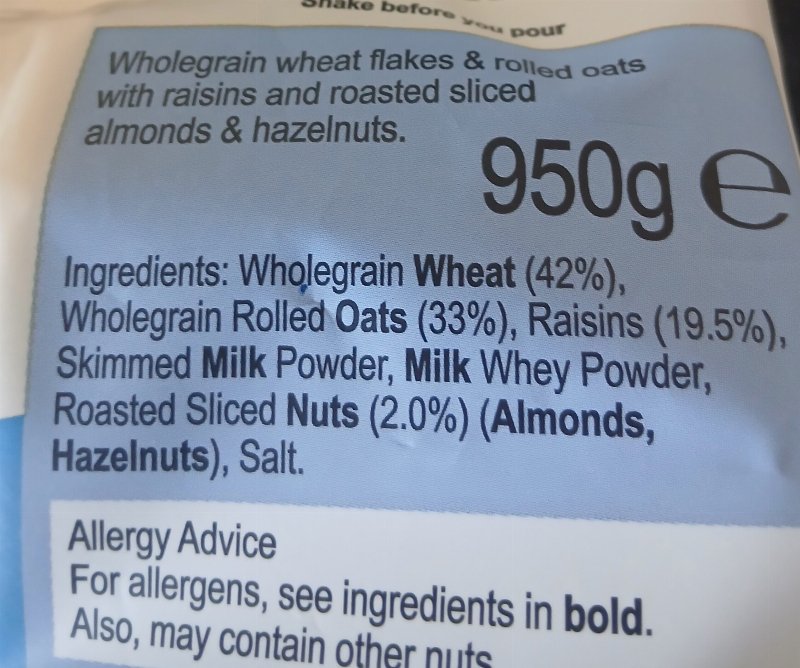 Foto da lista de ingredientes