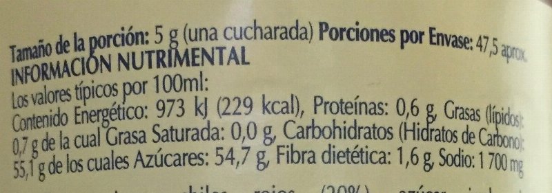 Foto da tabela nutricional
