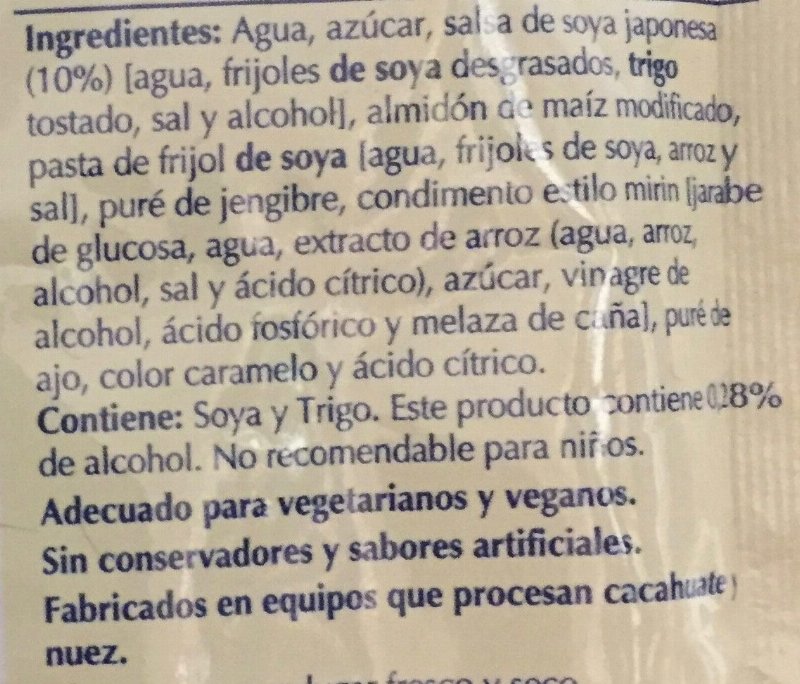 Foto da lista de ingredientes