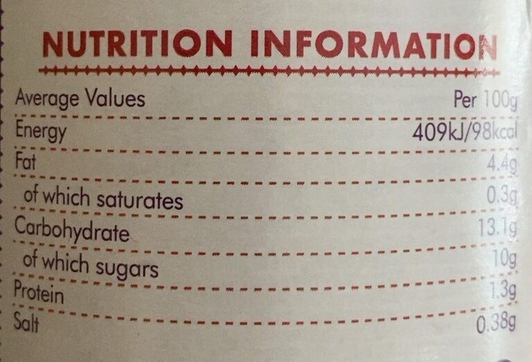Foto da tabela nutricional