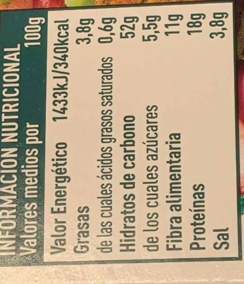 Foto da tabela nutricional