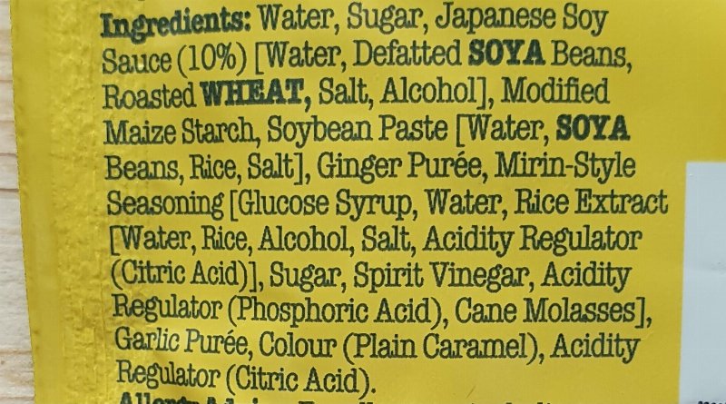 Foto da lista de ingredientes