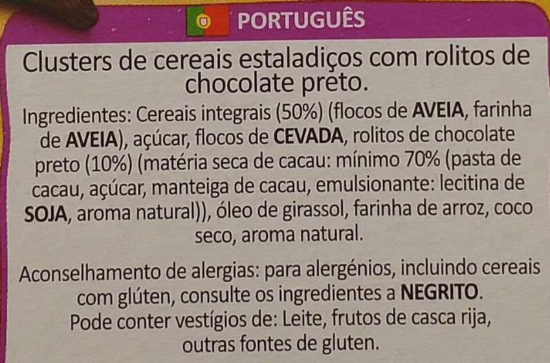 Foto da lista de ingredientes