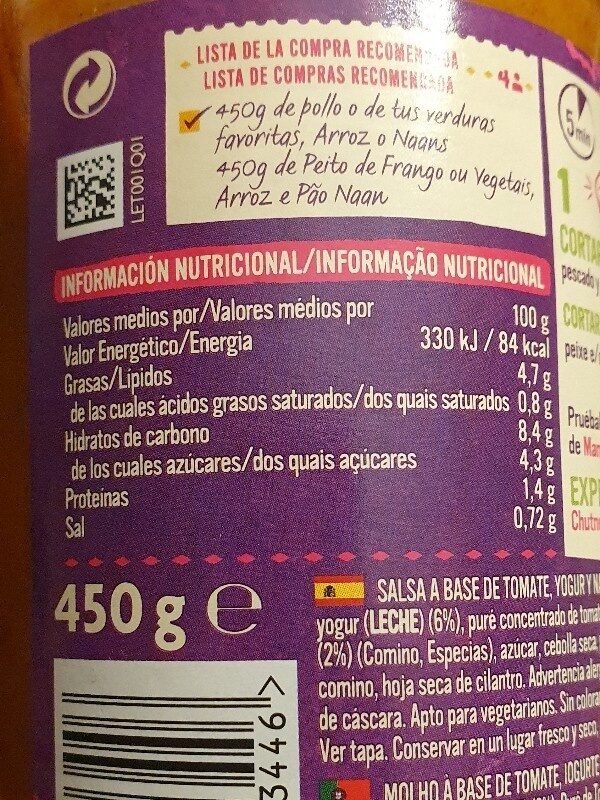 Foto da lista de ingredientes