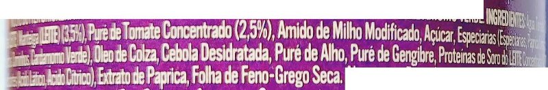 Foto da lista de ingredientes