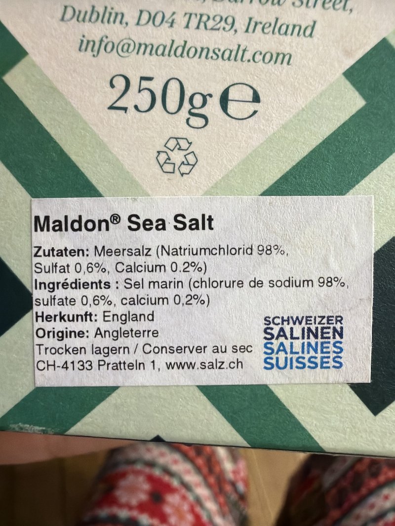 Foto da lista de ingredientes