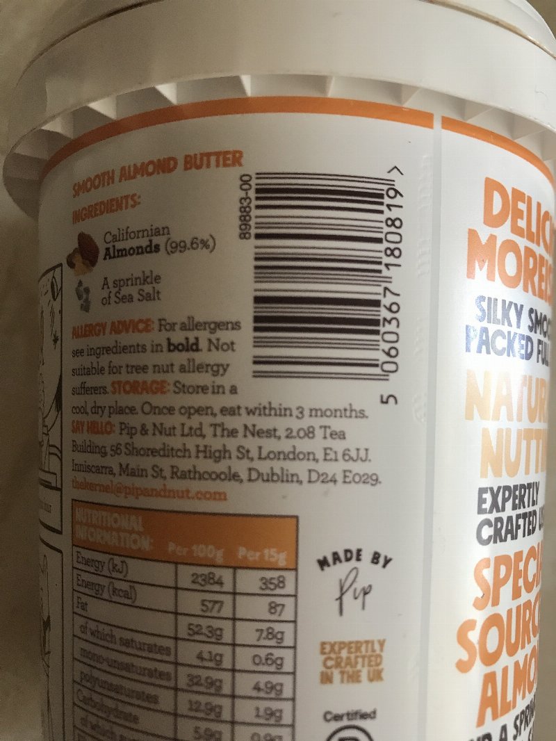 Foto da lista de ingredientes