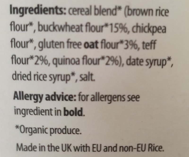 Foto da lista de ingredientes