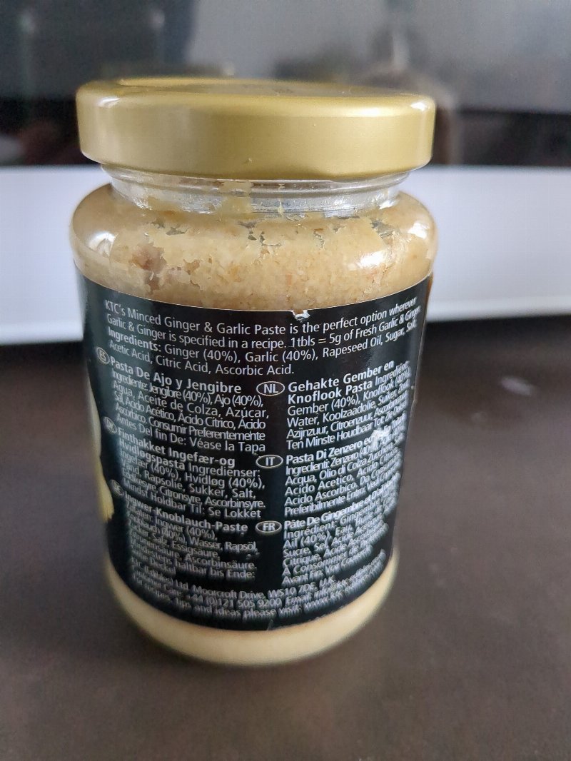 Foto da lista de ingredientes