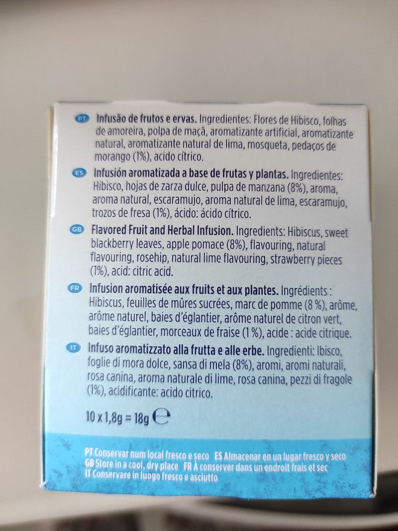 Foto da lista de ingredientes