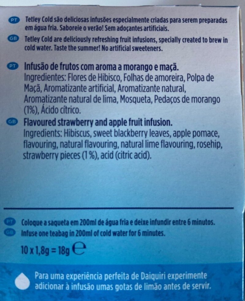 Foto da tabela nutricional