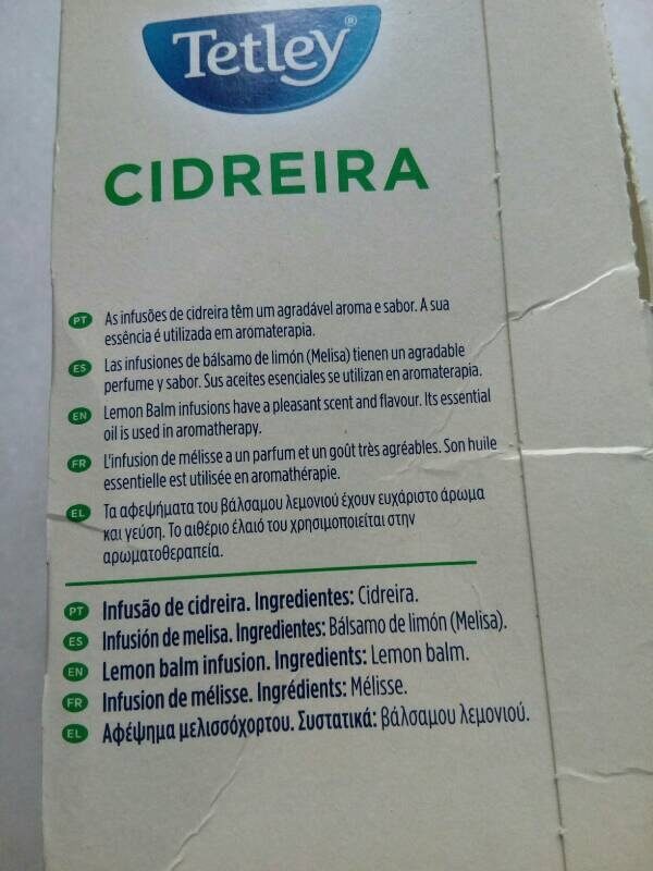 Foto da lista de ingredientes