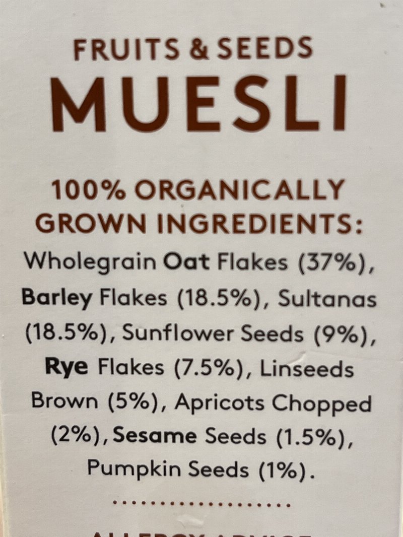 Foto da lista de ingredientes