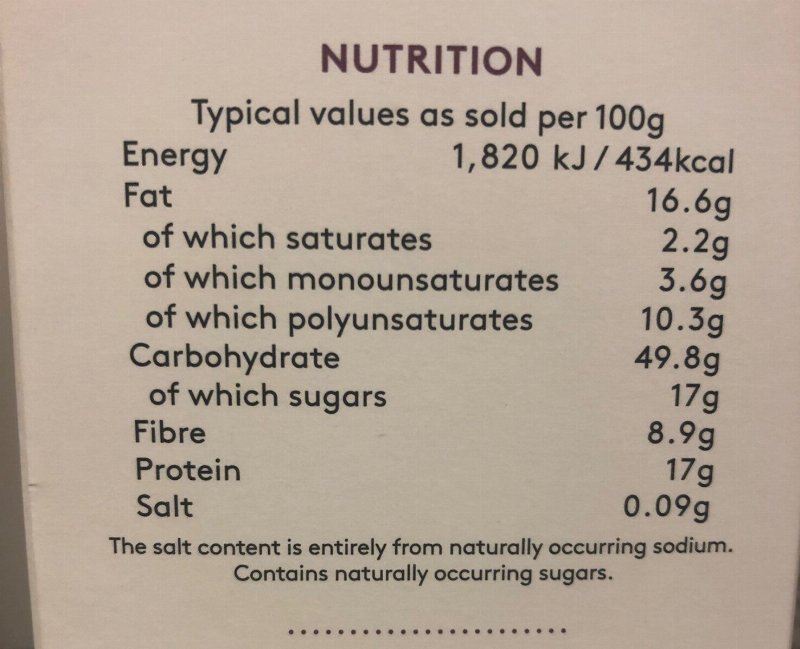 Foto da tabela nutricional