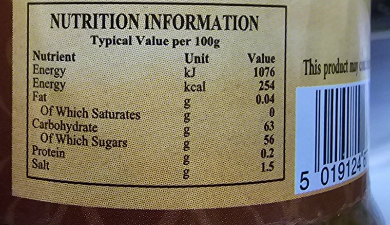 Foto da tabela nutricional