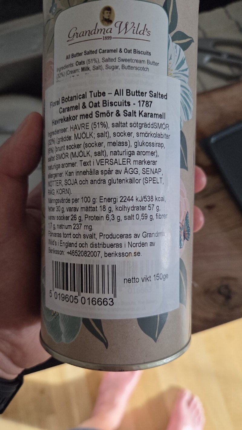 Foto da tabela nutricional