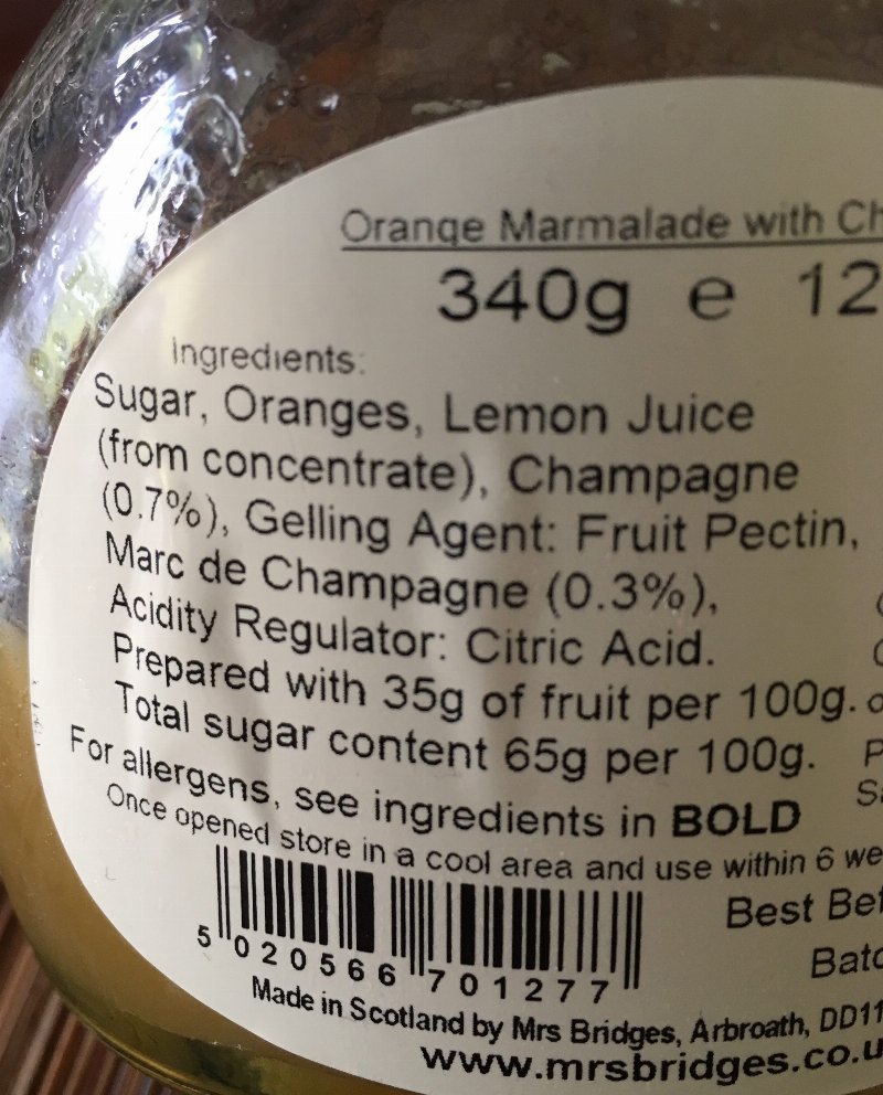 Foto da lista de ingredientes