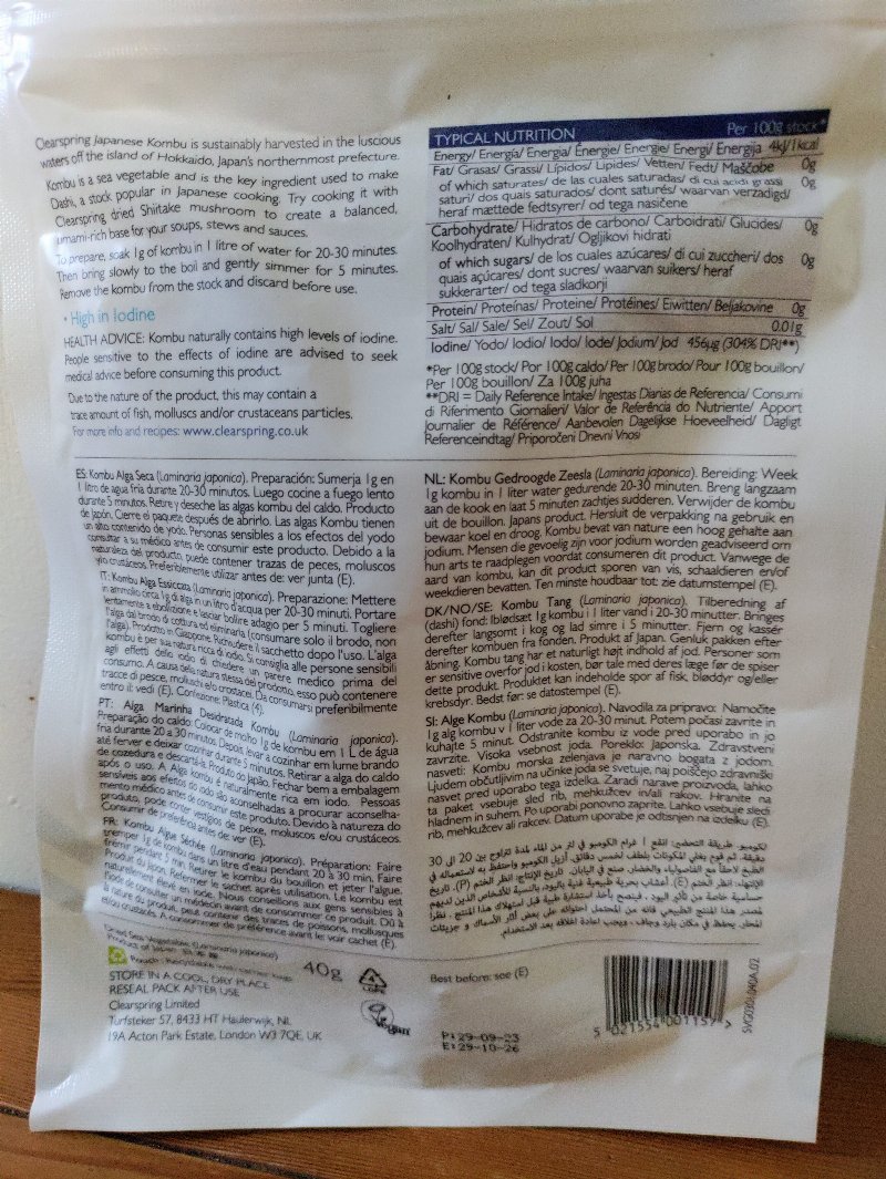 Foto da lista de ingredientes