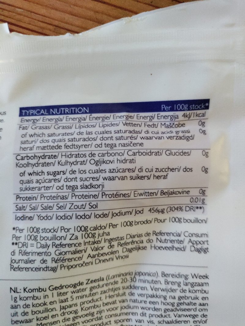 Foto da tabela nutricional