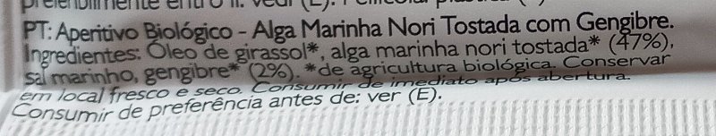 Foto da lista de ingredientes