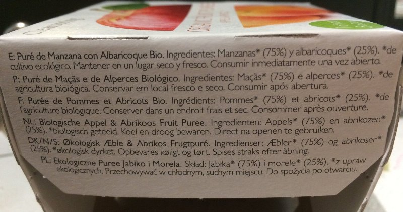 Foto da lista de ingredientes