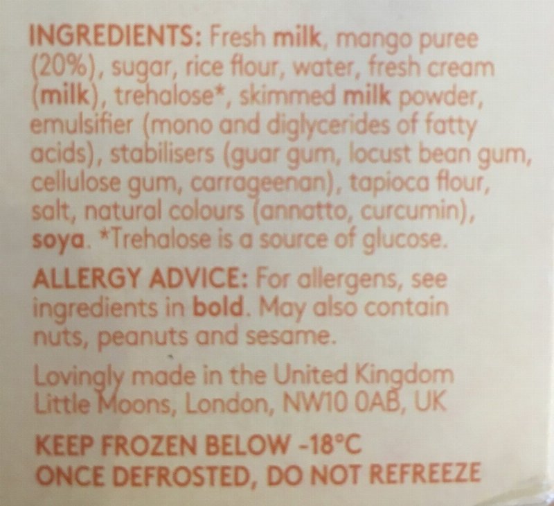 Foto da lista de ingredientes