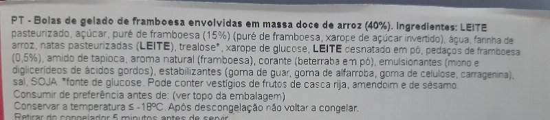 Foto da lista de ingredientes