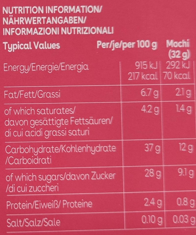 Foto da tabela nutricional