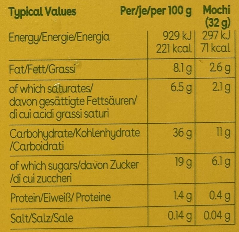 Foto da tabela nutricional