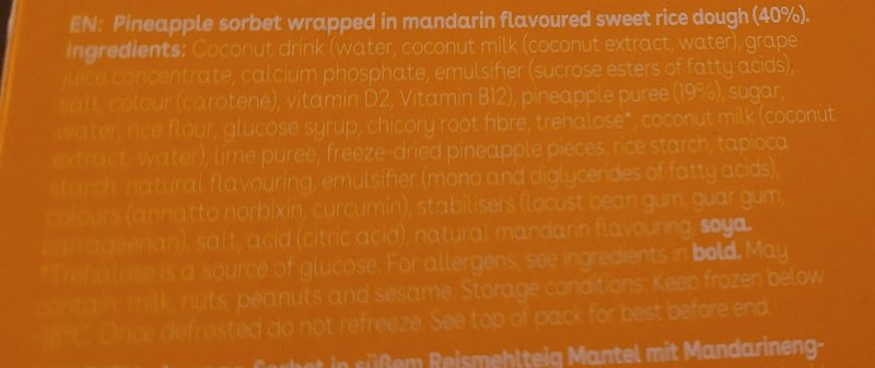 Foto da lista de ingredientes