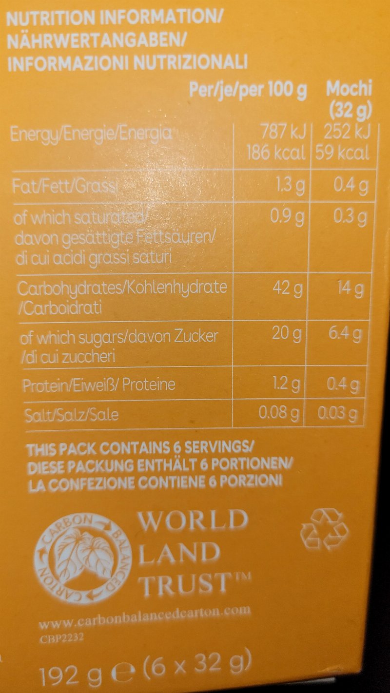 Foto da tabela nutricional