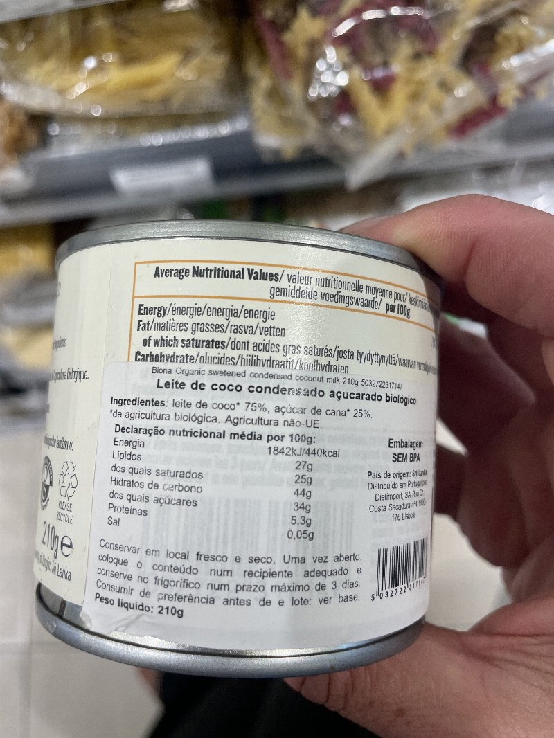 Foto da tabela nutricional